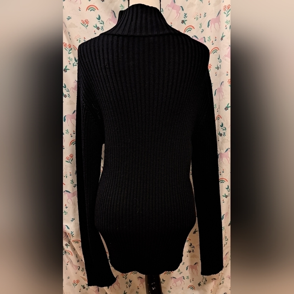 Vintage Y2K Dolce & Gabbana Black Knit Virgin Wool Goth Moto Sweater Dress SZ XL - Picture 2 of 6